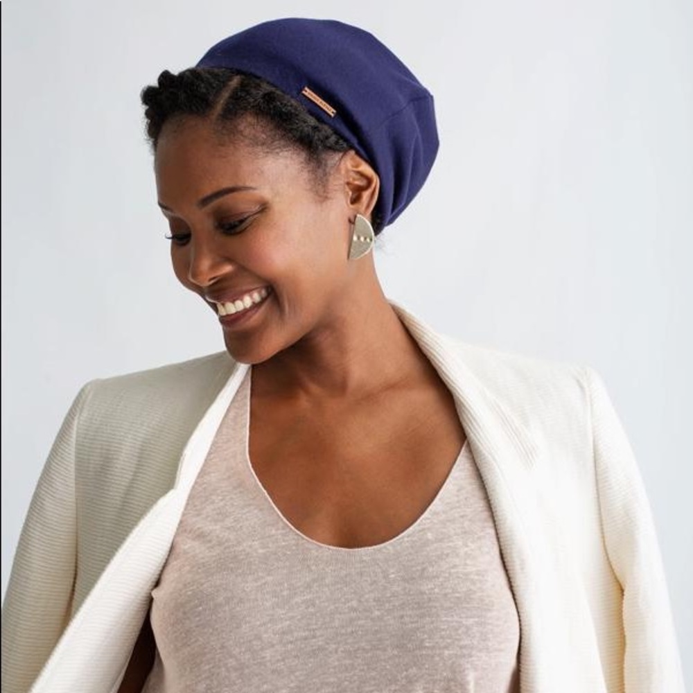 Blue Grace Eleyae Satin Lined Cap / Turban / Bonnet - EUC